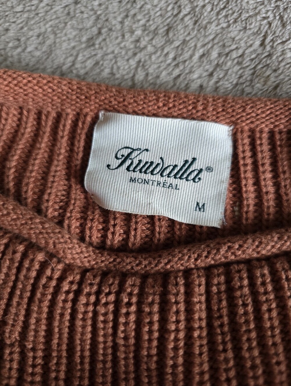 Kuwalla Rust Rib-Knit Mock Neck Sweater Size Medium - Picture 10 of 12